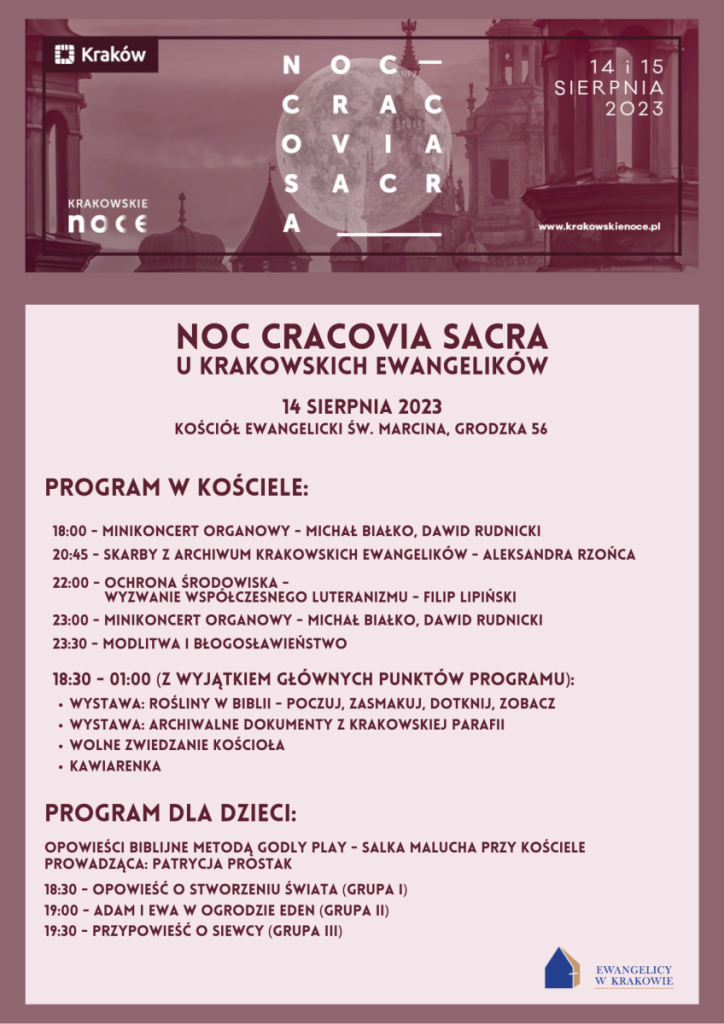 Noc Cracovia Sacra w Parafii Ewangelicko-Augsburskiej w Krakowie